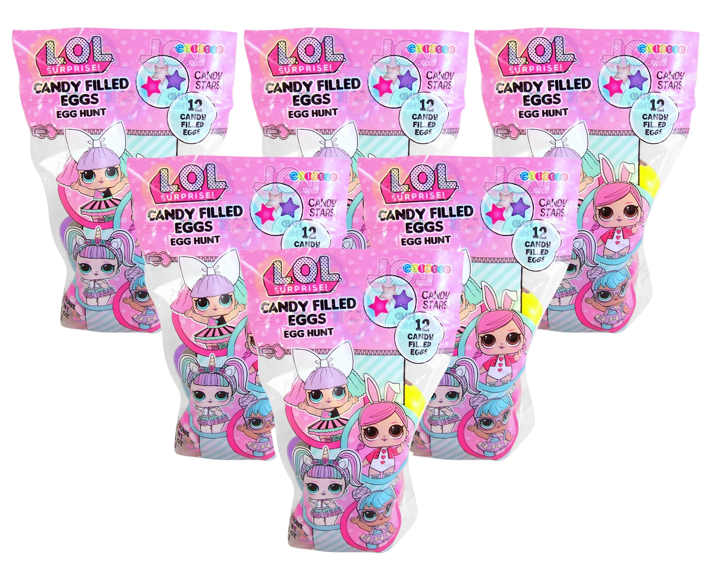 MGA LOL Bulk Prefilled Easter Eggs Bulk, 12 Count Bag, Pack of 6 Bags