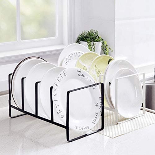 Home Cube® 1 Pc 4-Layer Kitchen Dish Shelf Vertical Dish Bowl Drying Rack Multifunction Drain Storage Holder Home Kitchen Organizer (Black)