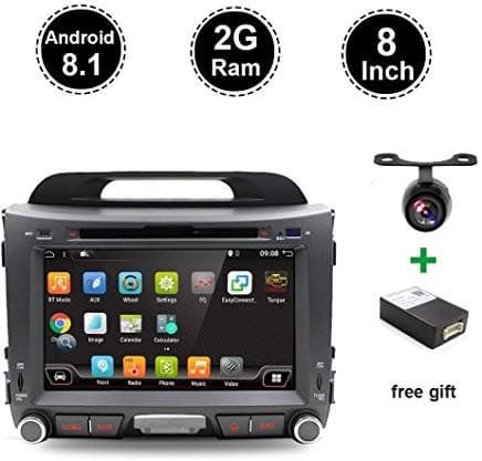 Android 8.1 OS 8"Inch Touch Screen Double Din Android Car Stereo In-Dash GPS Navigation double Din FM AM Radio bt With DVD Player CD USB SD Multimedia Player fit KIA SPORTAGE 2010 2011 2012 2013 2014