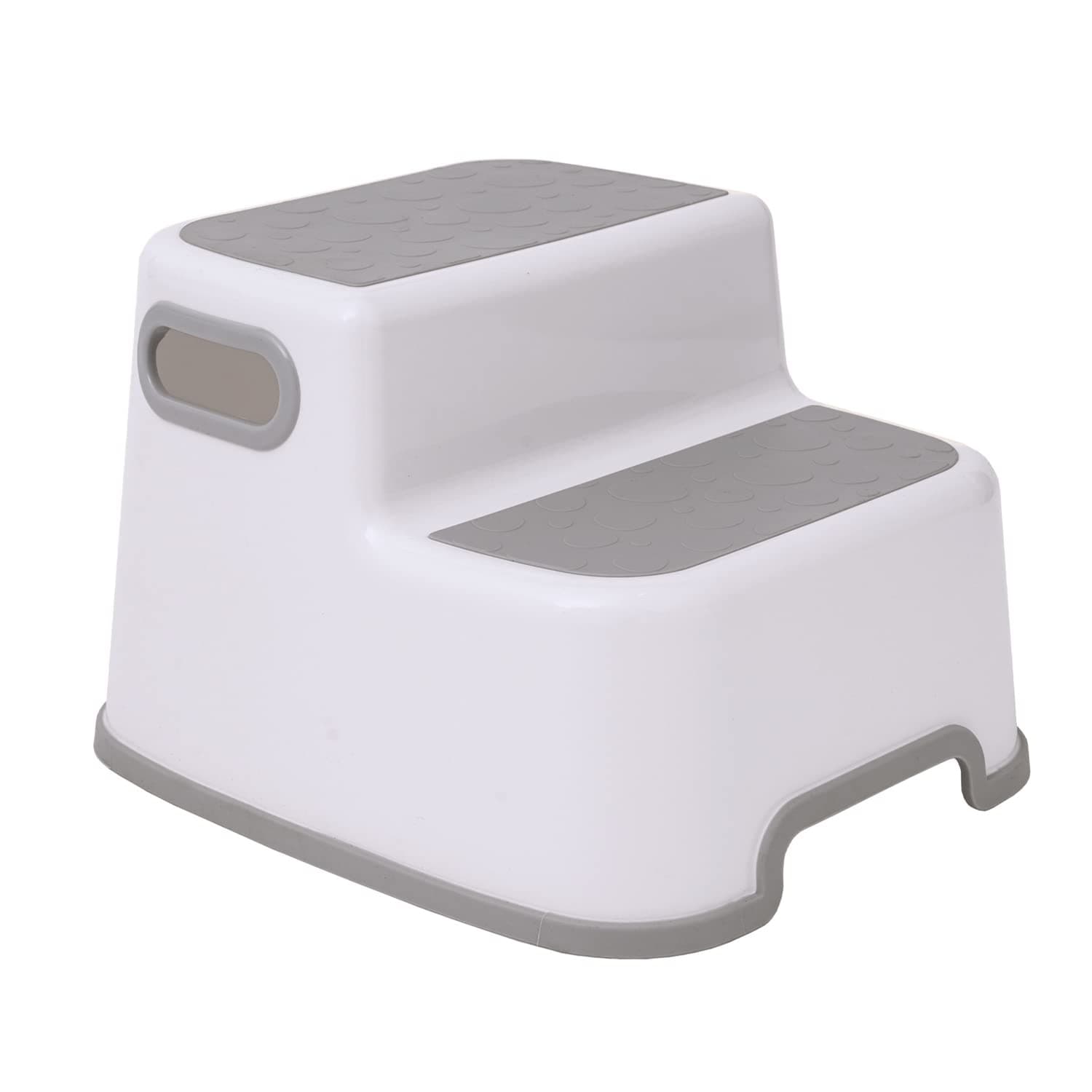 Double Step Stool for Kids, Non-Slip 2 Step Stool for Toddlers with Built-in Handles, Step Stool for Potty Training, Bathroom and Kitchen, Sturdy and Practical Design (White)