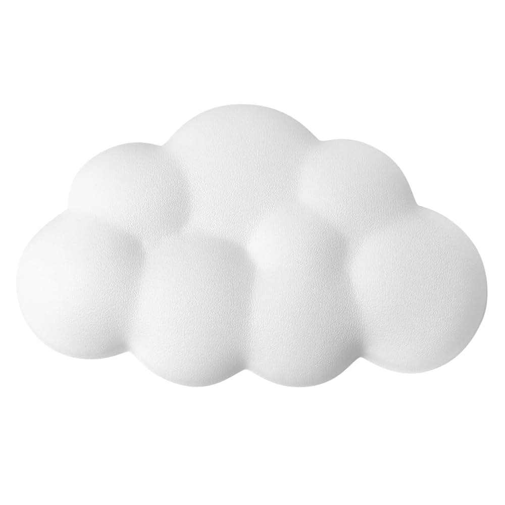 Cloud Wrist Rest Cushion for Mouse, Ergonomic, Soft PU Leather Memory Foam, White