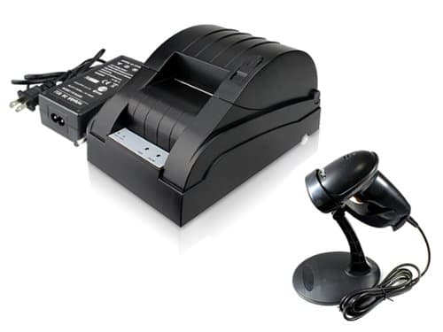 58mm POS Line Thermal Dot Receipt Printer and USB Automatic Barcode Scanner with Hands Free Adjustable Stand