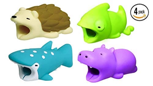 Kpergah Cable Bite Cable Chompers 4 Packs Cute Cable Accessory for iPhones and Ipads by Kpergah (Chameleon Hippo Whale-Shark Polar Bear)