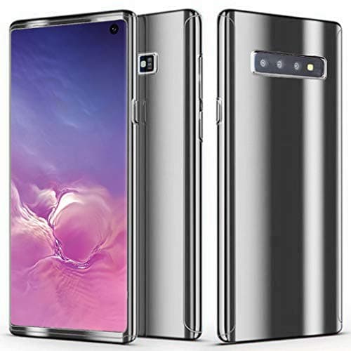 Galaxy S10 Plus Case, MBAPPE Hard PC Ultra Thin Plating Mirror All Cover Protection Case (Silver)