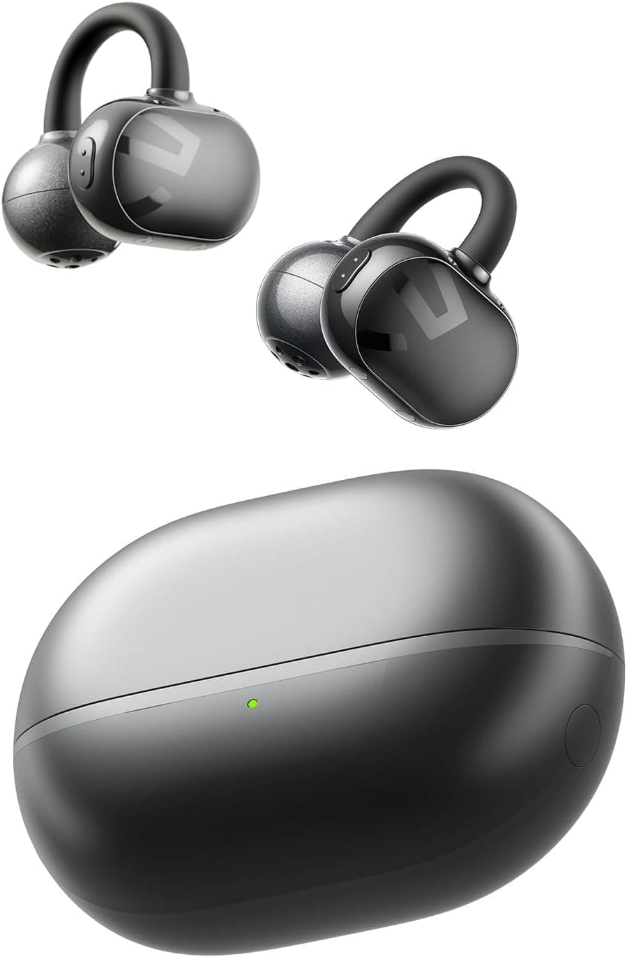 POP Clip Open Ear Earbuds, Bluetooth 5.4 Clip-On Headphones, Lightweight Comfort, AI Call Noise Cancellation with Dual Mics, IPX5 Waterproof Wireless Earbuds, 30H Playtime, App Control