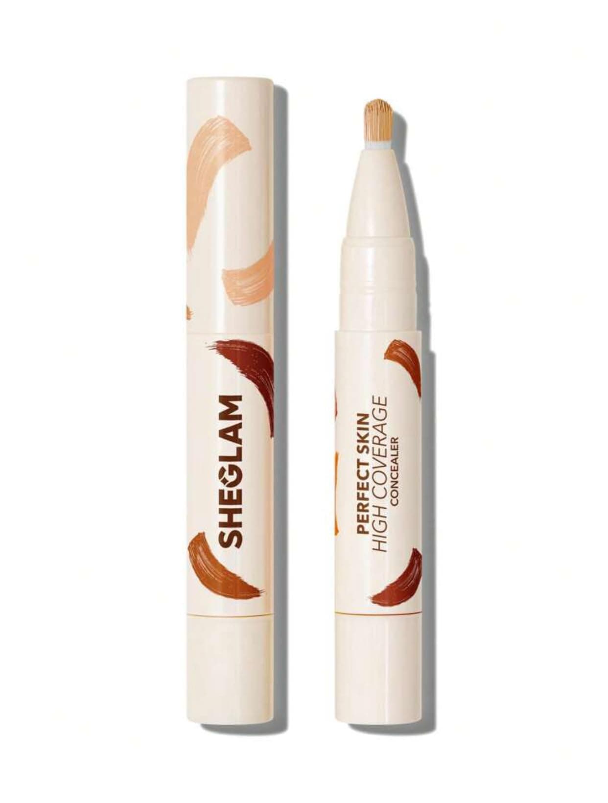 SHEGLAM Perfect Skin High Coverage Concealer - Liquid Concealer Brush Moisturizing Weightless All - Day Hydrate Concealer Makeup (Shell)