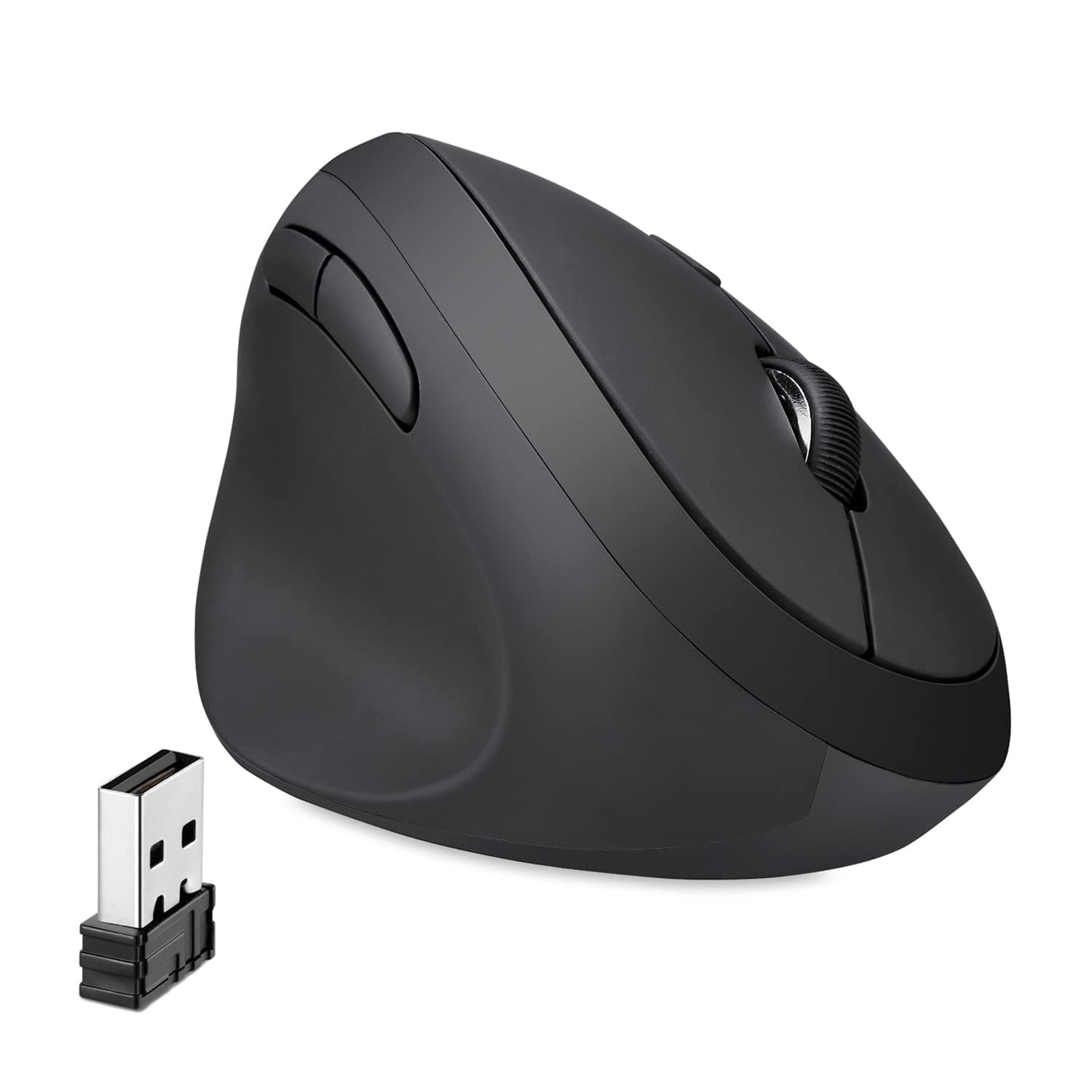 PERIMICE-719L Wireless Left-Handed Vertical Mouse – Compact Ergonomic Design with 3 DPI Levels (800/1200/1600), Silent 6-Button Control & Nano USB Receiver – Ideal for Small Hands and Travel