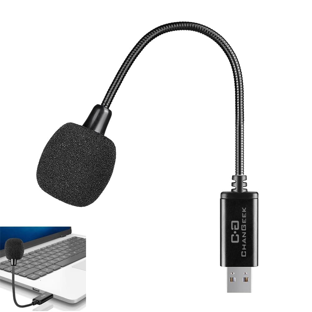 Mini USB Microphone for Laptop and Desktop Computer, with Gooseneck & Universal USB Sound Card, Compatible with PC and Mac, Plug & Play, Ideal Condenser Mic for Remote Work, Online Class