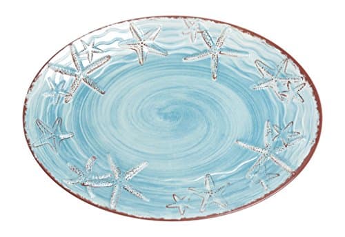 Galleyware Blue Raised Starfish Melamine Oval Platter