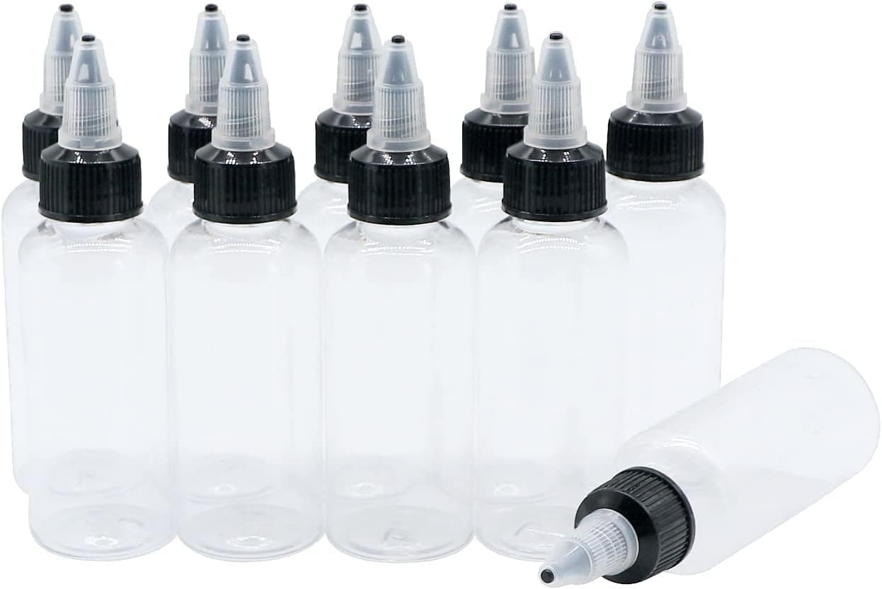 Empty PET Liquid Dispenser/Bottle 2Pcs 1 oz (30ml), Squeeze Dropper Containers for Laboratory Wash, Tattoo Ink, Watercolor Pigment