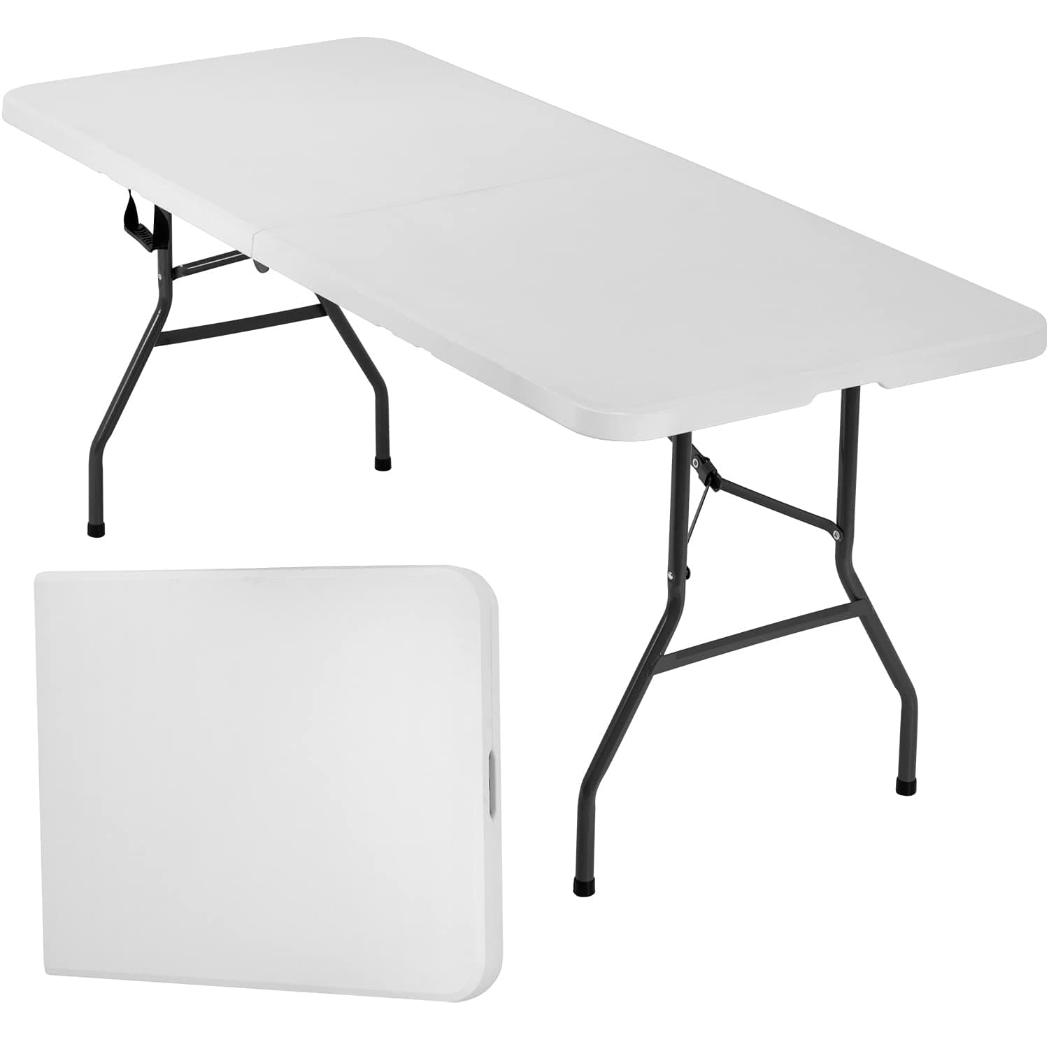 FDW Folding Half Portable Foldable Table for Parties Backyard Events (White, 6 FT 70 * 29) (White, 6 FT)