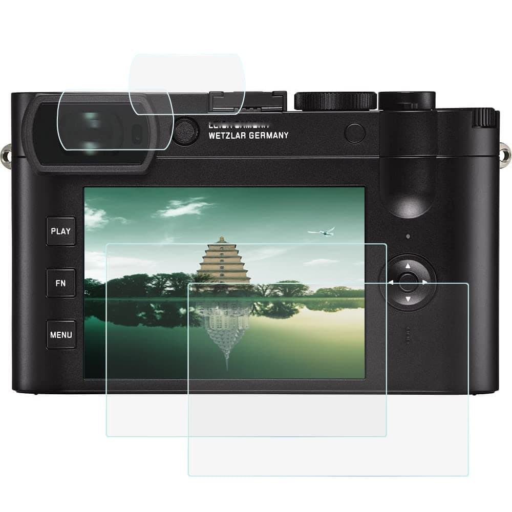 Q2 Tempered Glass LCD Touch Screen Protector+ PET Viewfinder Screen Protector Cover for Leica Q2 Camera, Fire Rock Ultra-Clear 9H Tempered Glass Cover for Leica -2+2 Packs