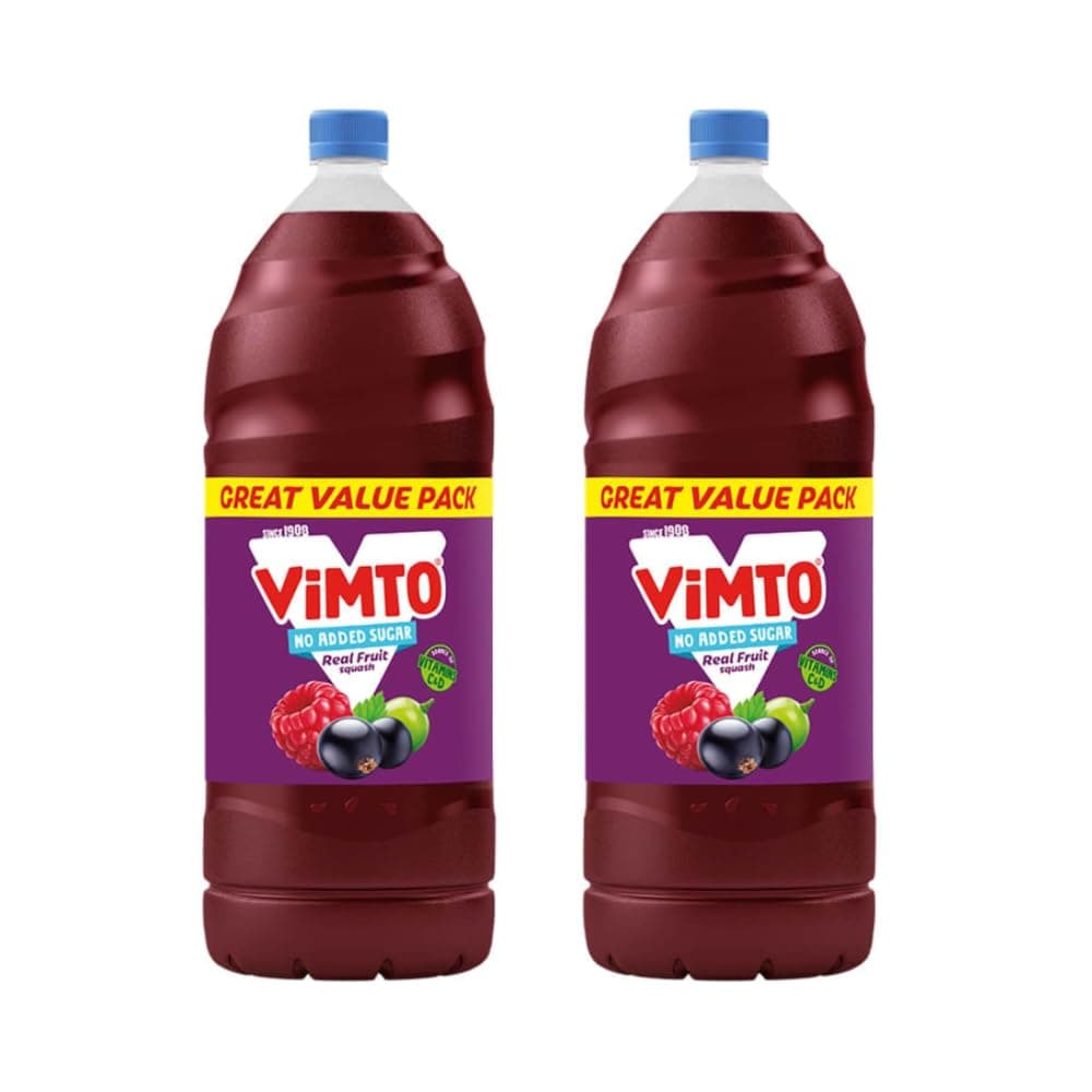 Vimtto No Added Sugar 3L - Real Fruit Squash Bursting With Flavour And a Source Of Vitamins C And D - Pack of 2