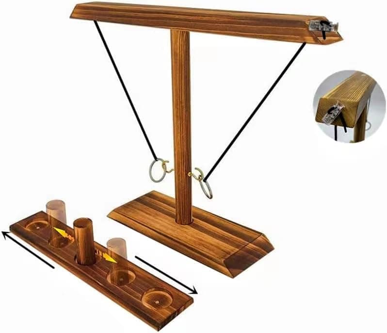 Ring Toss Game, Ring Throwing Game with Shot Put, Hook and Ring Throwing Game for Adults Kids, Fun Hook and Ring Game with Ladder