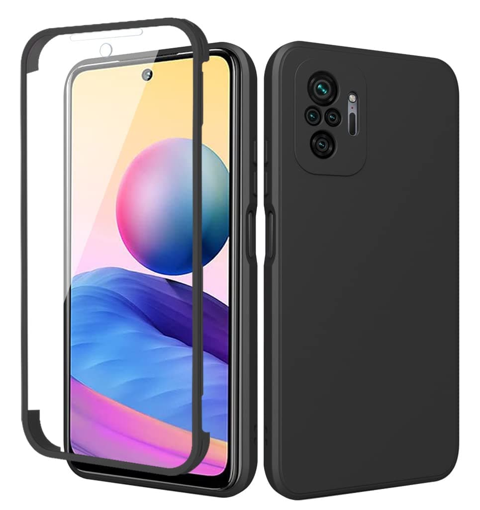 Xiaomi Redmi Note 10 Pro / 10 Pro Max Case, EabHulie Slim Flexible TPU Silicone Rubber Built-in Screen Protector Full-body Protection Case Cover for Xiaomi Redmi Note 10 Pro / 10 Pro Max Black