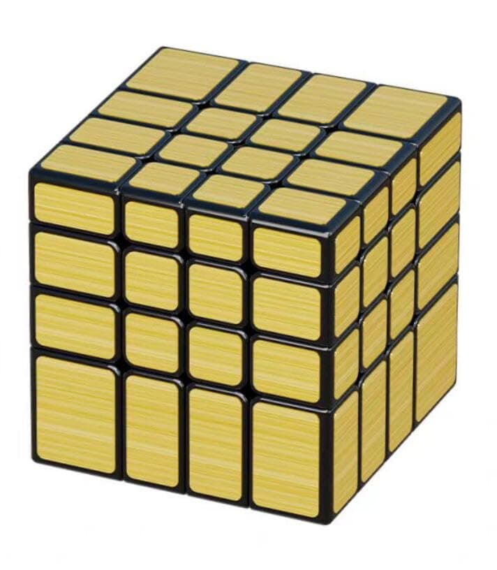 CuberSpeed 4x4 Mirror Cube Silver Sticker Magic Cube Black 4x4x4 Silver Mirror Blocks Speed Cube 4x4 Speed Cube (Golden)