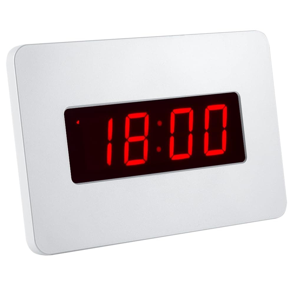 Digital Wall Clock Battery Operated with LED Display, Wall Clock with Backlight, Table-top, Alarm, Brightness Adjustable,12/24Hr