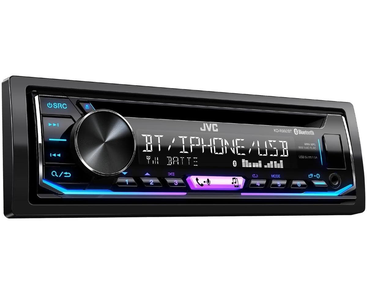 JVC KD-R992BT CD Receiver, 1-DIN, With Bluetooth, Spotify, USB Input, AUX, Variable Colour Illumination