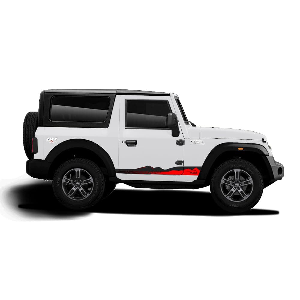 Explorer Edition Decal Made for Mahindra Thar | Side Decals | Colour - Everest White | Size - 15.5 x 7 cm