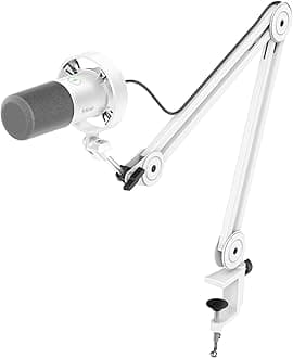 Podcast XLR/USB Microphone Kit, Studio Dynamic Vocal Mic for Recording, Streaming, Voice-Over, PC Microphone with Boom Arm with Mute, Headphone Monitoring, Metal-AmpliTank K688T White