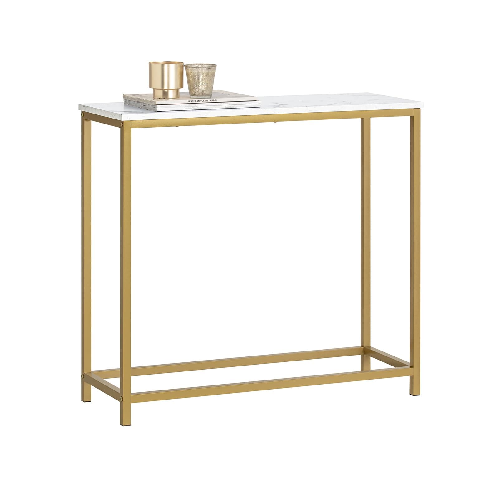 SoBuy Haotian FSB29-G, Marble Pattern Console Table Side Table End Table Hall Table Living Room Table (Golden)