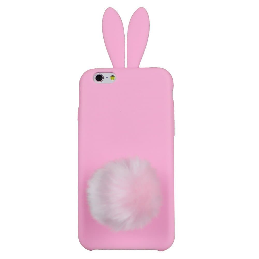 Youtook iPhone 6 plus/iPhone 6s plus Cover Cute Long Ear Rabbit with Furry Tail Silicone Bunny Case for iPhone 6 plus/iPhone 6s plus 5.5 inch (pink )