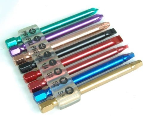 Power Drill Bits 3" -Heat treated - Color Coded 8 Piece Set