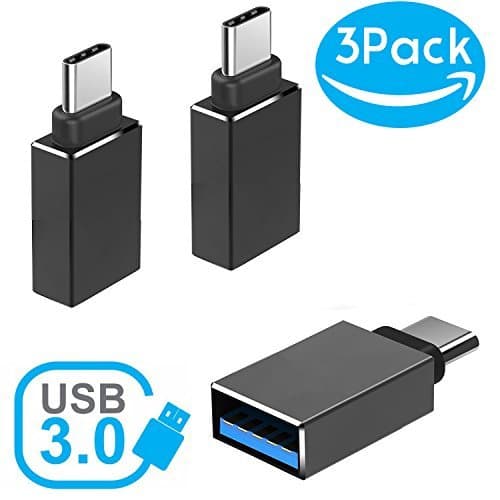 Hhusali USB-C Adapter Type-C to USB 3.0 Adapter (3-Pack) (Black)