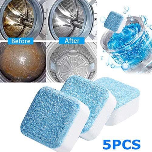 Solid Washing Machine Cleaner, Effervescent Tablet Washer Cleaner Deep Cleaning Remover Decontamination for Bath Room Kitchen (5pcs)