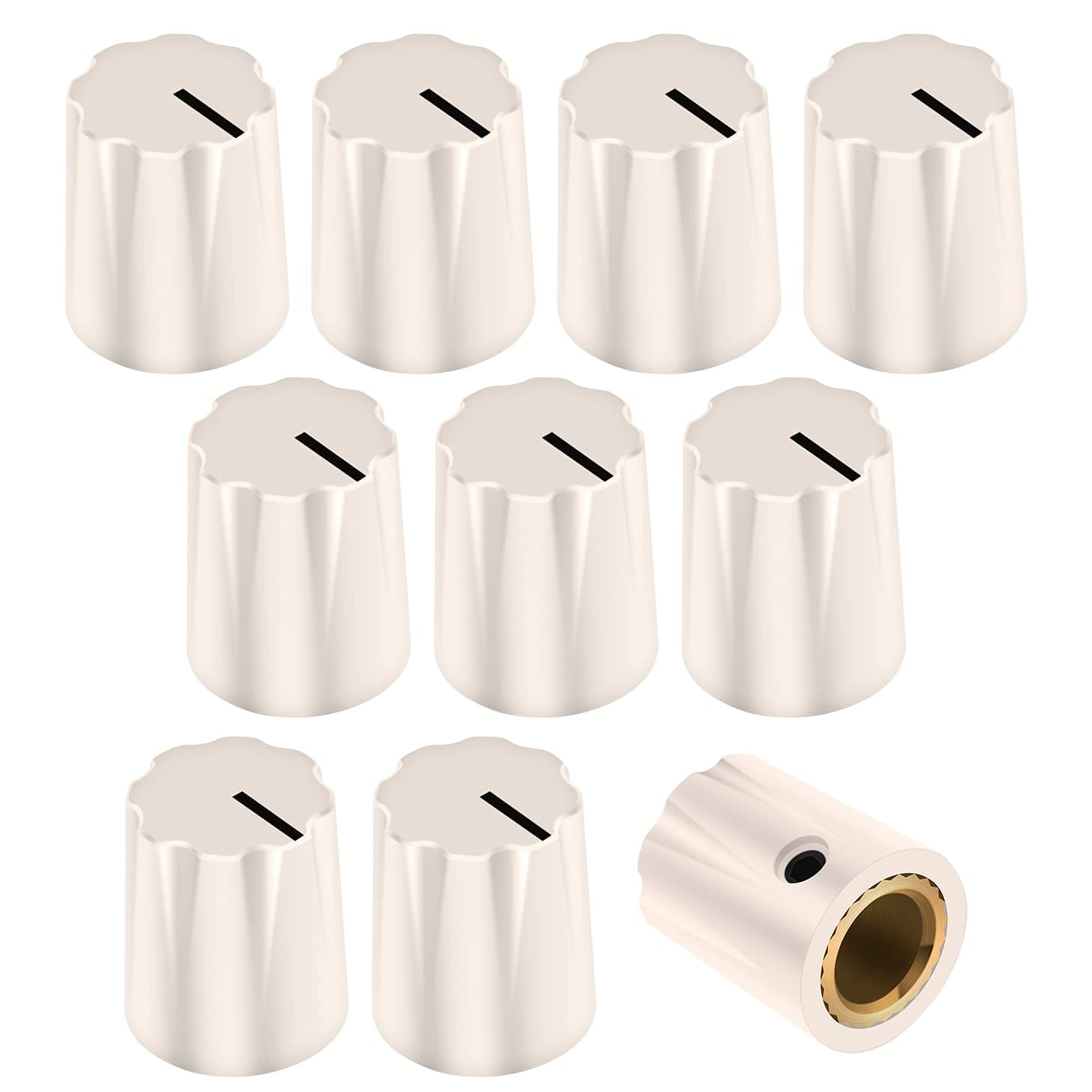 DaierTek 10Pcs Guitar Effect Knob Volume Control Knob Plastic 1900 Davies Style Knob Metal Insert with Set Screw for Guitar Pedal Effect