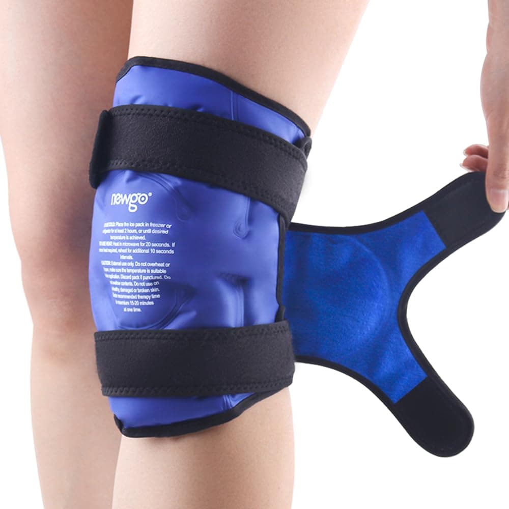 Ice Pack for Knee Replacement Surgery, Reusable Gel Cold Pack Knee Ice Pack Wrap Around Entire Knee for Knee Injuries, Knee Ice Wrap for Pain Relief, Swelling, Bruises (Blue)