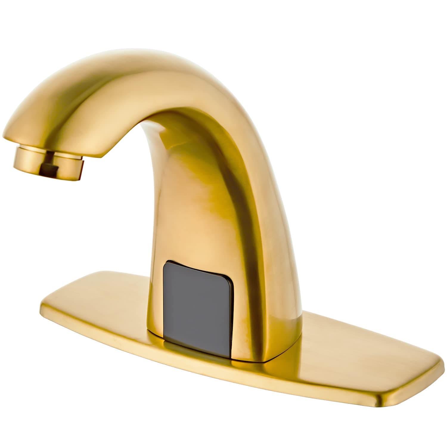 Brushed Gold Touchless Bathroom Sink Faucet - Automatic Motion Sensor Battery Opertated with Temperature Mixing Valve for Commercial Lavatory