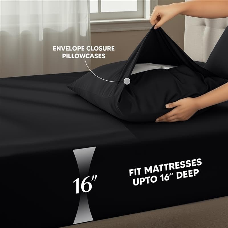 Utopia Bedding Full Bed Sheets Set - 4 Piece Bedding - Brushed Microfiber - Shrinkage and Fade Resistant - Easy Care (Full, Black)