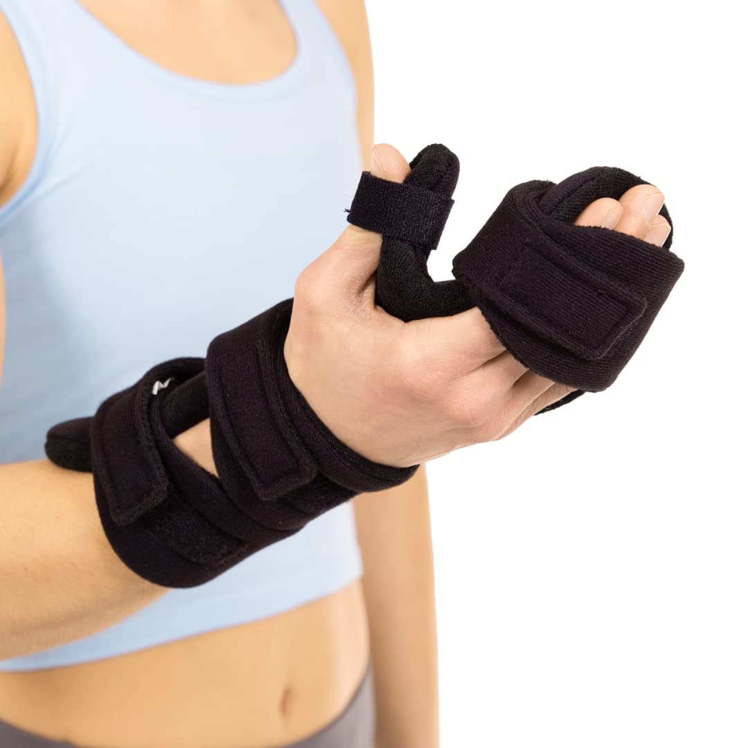 Soft Resting Hand Splint - Stroke Brace Right or Left Hand Immobilizer for Finger Contractures, Post-Surgery Recovery, Carpal Tunnel Syndrome, Ulnar Nerve Damage Relief (L - Right)