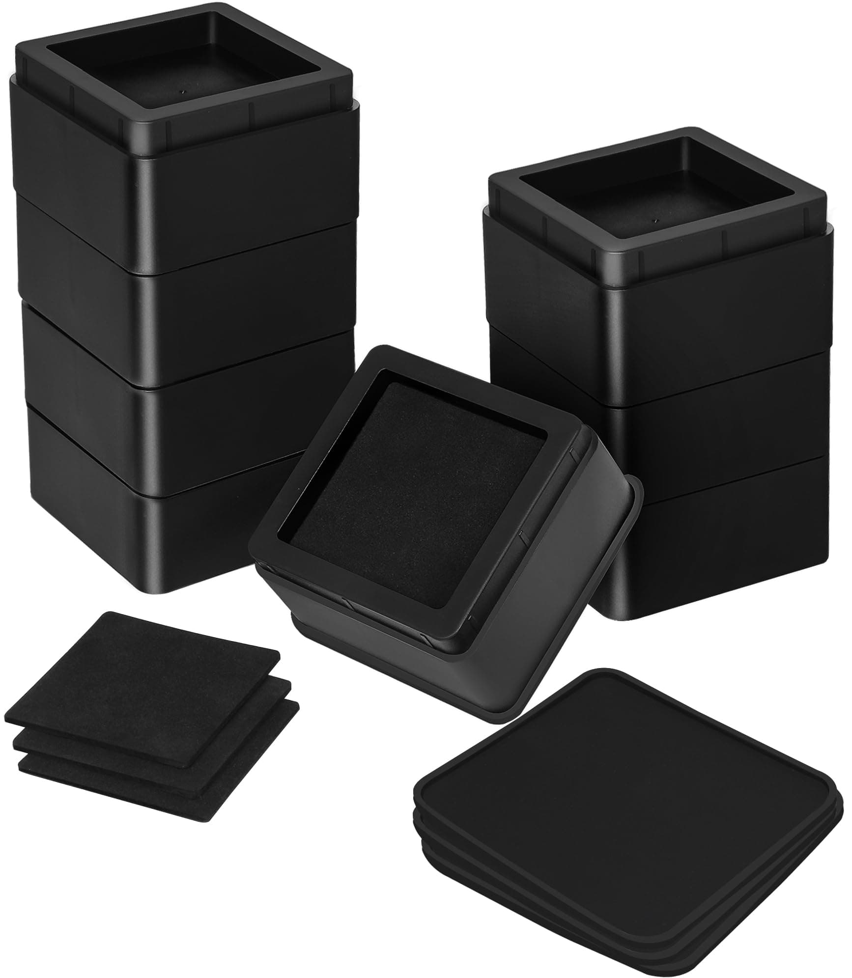 Utopia Bedding Bed Risers 2 Inch - Pack of 8 - Adjustable Furniture Risers 2 & 4 inch - Anti Slip Foam & Rubber Pad - Stackable Bed Lifts Risers Heavy Duty for Sofa, Bed, Table, Couch & Chair (Black)