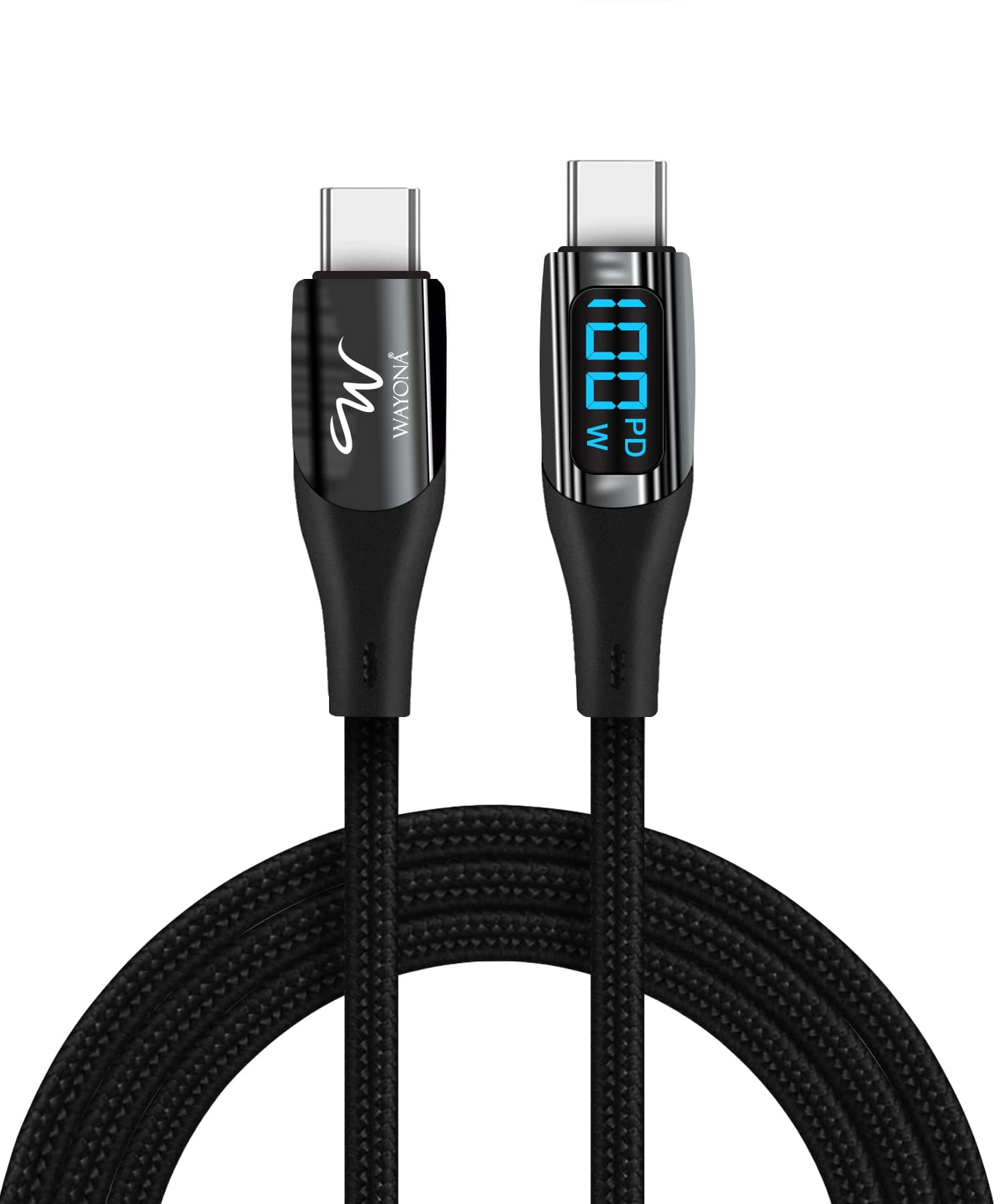 USB C to USB C 100W LED Power Display Type C to C Fast Charging Cable for Iphone 17,16 Pro, Pro Max, iPhone 15 Pro,Macbook, Laptops, Samsung Galaxy Ultra S25 /S24,Google Pixel (1.5M, Black)