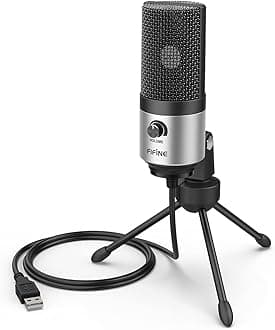 USB Microphone for Zoom Video Meeting Online Class on PC Computer, Metal Condenser Desktop Mic with Gain Control for Windows and Mac, Silver - K669S
