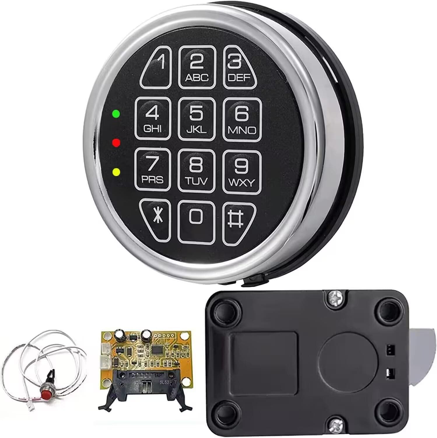 WAH LIN PARTSStack on Safe Lock Replacement with Swing Bolt, High Security Fireproof Chrome Digital Keypad Electronic Safe Lock for pistol safes, Safe Box