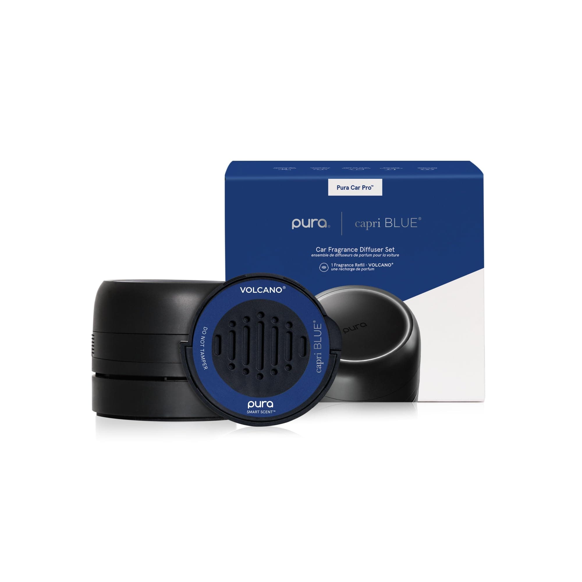 Volcano Pura Car Pro Diffuser Set - Includes Pura Car Pro Diffuser and Capri Blue Volcano Air Freshener Refills - Scented with Notes of Tropical Fruits & Sugared Citrus