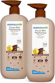 Mamaearth Cocoa Rich Moisturizing Body Lotion with Cocoa Butter & VitaminE for Deep 48H Moisturization | For Very Dry Skin | 7 in 1 Total Care Benefits | 100% Natural Butter | Non-Greasy Smooth Skin | 400 ml (Pack of 2)