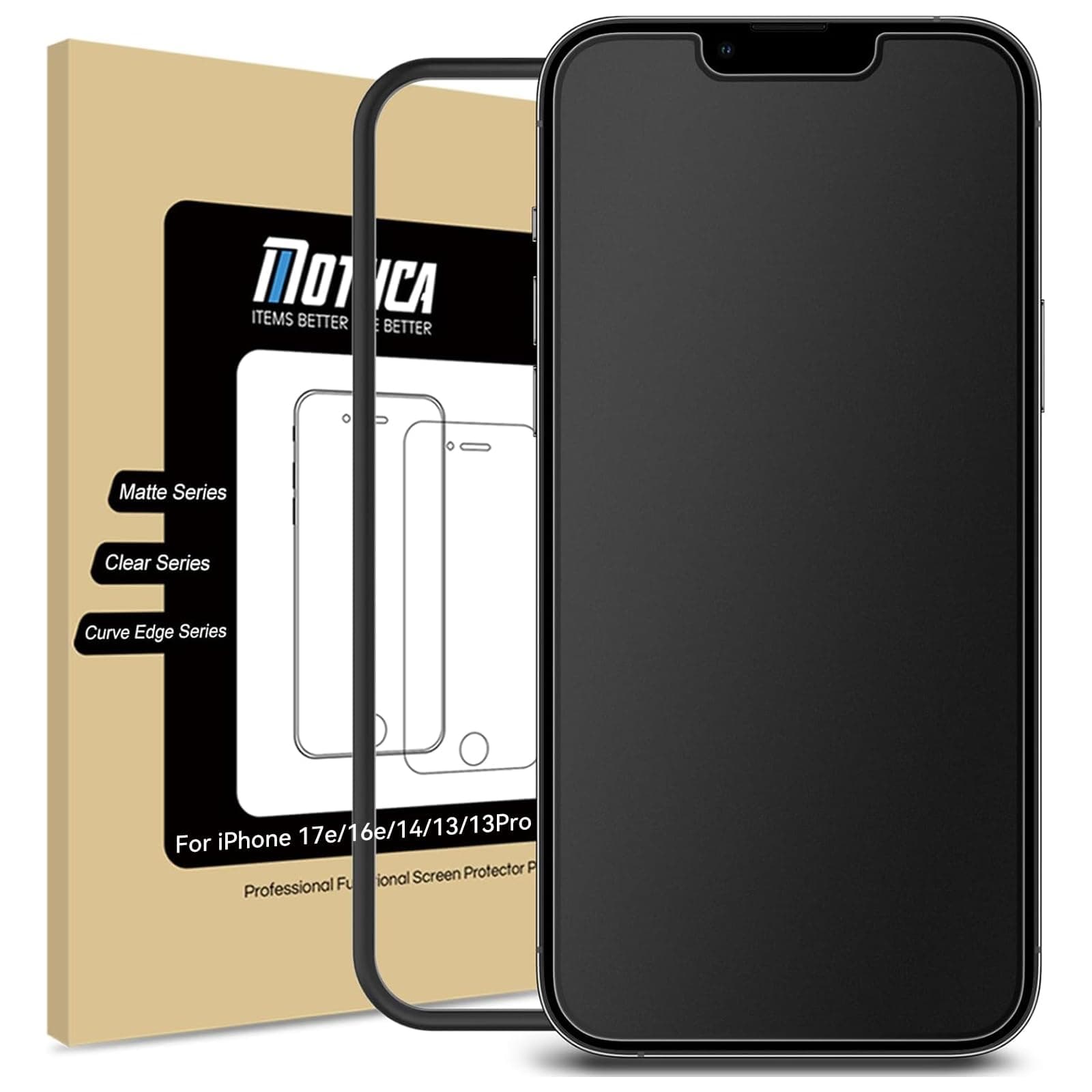 Mothca Matte Screen Protector for iPhone 17e/ 16e/ 13 Pro/ 13/14, 9H Tempered Glass Matte Anti-Glare & Anti-Fingerprint, Bubble-Free Installation (1 PCS)