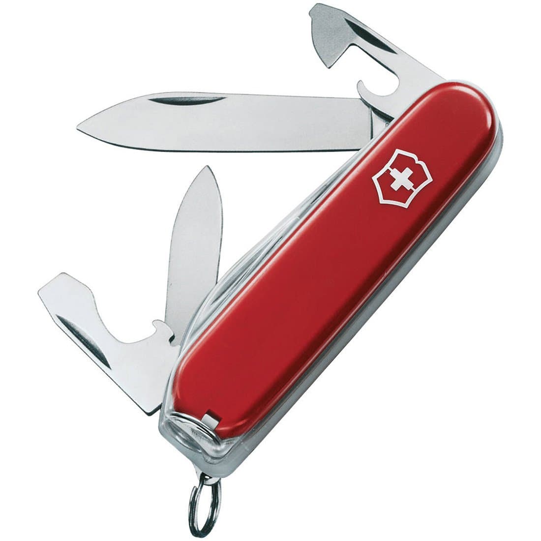 Recruit Swiss Army Knife, Medium, Multi Tool, 10 Functions, Blade, Can Opener, Red