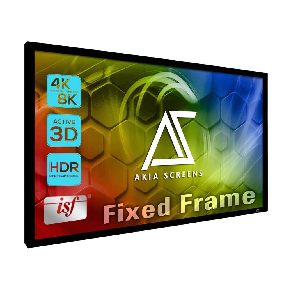 Akia Screens Fixed Frame Projector Screen 110 inch 16:9 8K 4K Ultra HD 3D Ready Wall Mount CINEWHITE UHD-B 110 Projection Screen for Indoor Movie Video Home Theater Cinema Office AK-FF110WH2