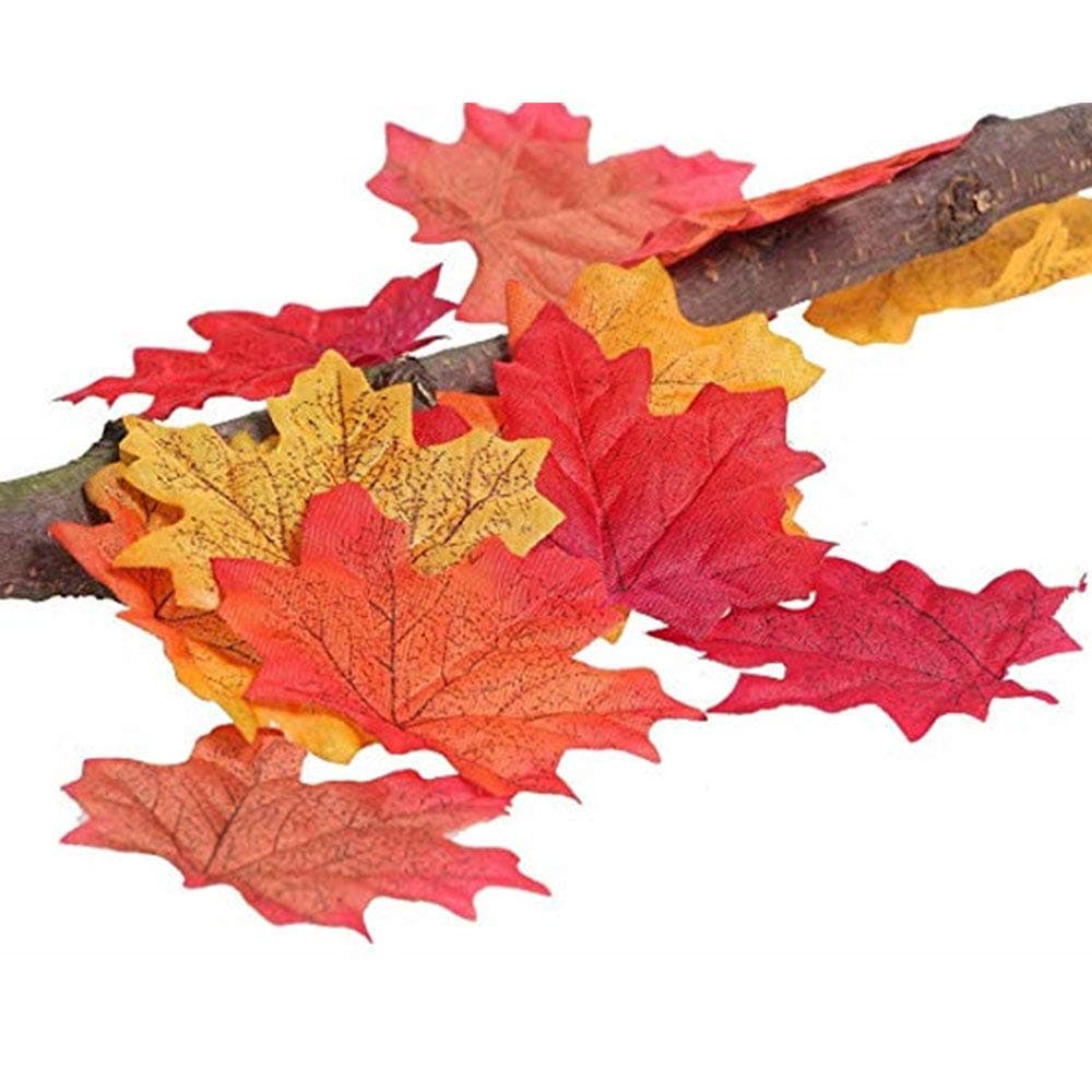 Lulonpon Artificial Maple Leaves Approximately Assorted Mixed Fall Rich Artificial Flower Fall Colored Silk Maple Leaves for Weddings, Autumn Party,Events and Decorating Hardwork (400pcs, 8 Colors)