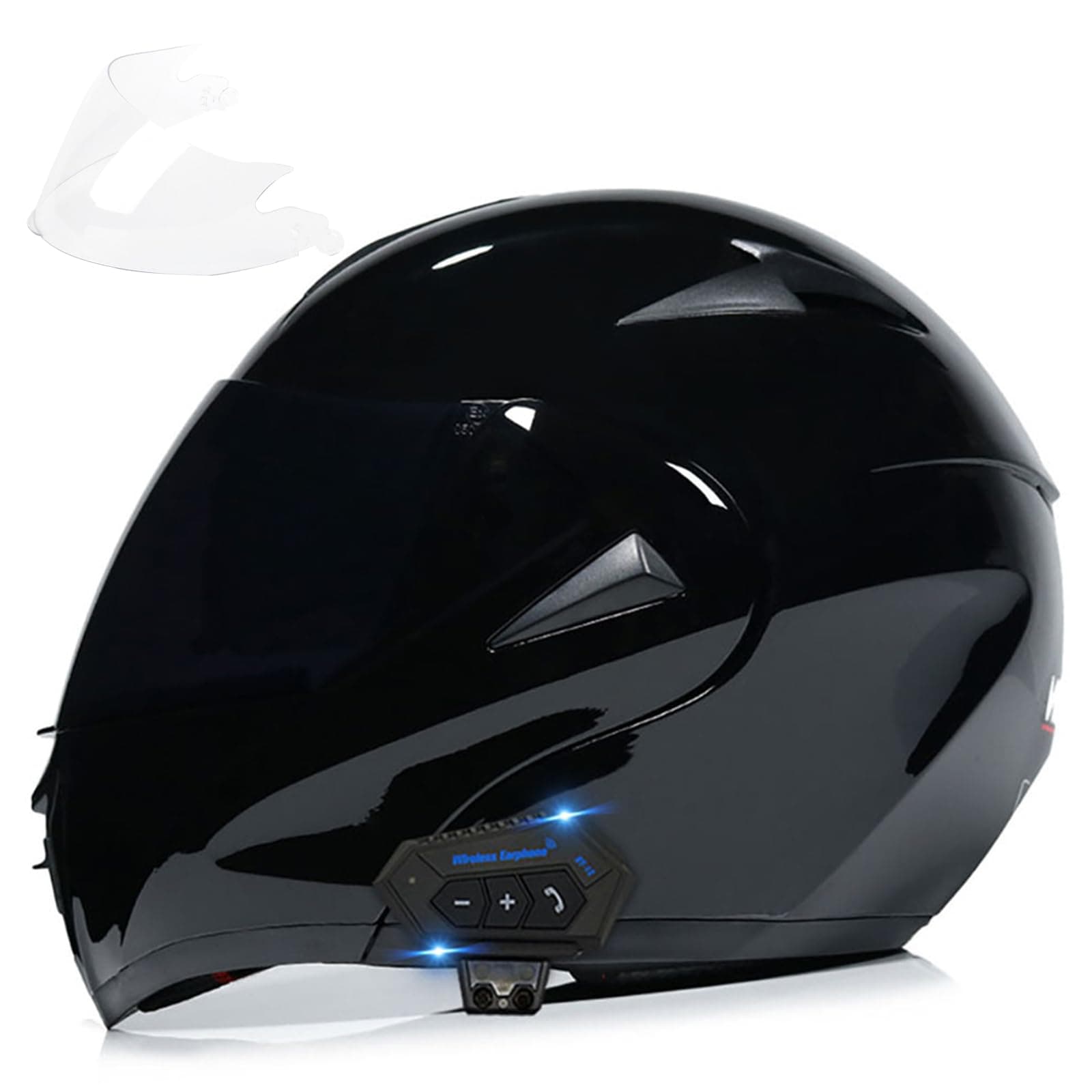 FRBRK Motorcycle Bluetooth Modular Helmet, DOT Approved Dual Visor Full Face Flip up Bluetooth Integrated Motorcycle Helmets for Adults Men Women