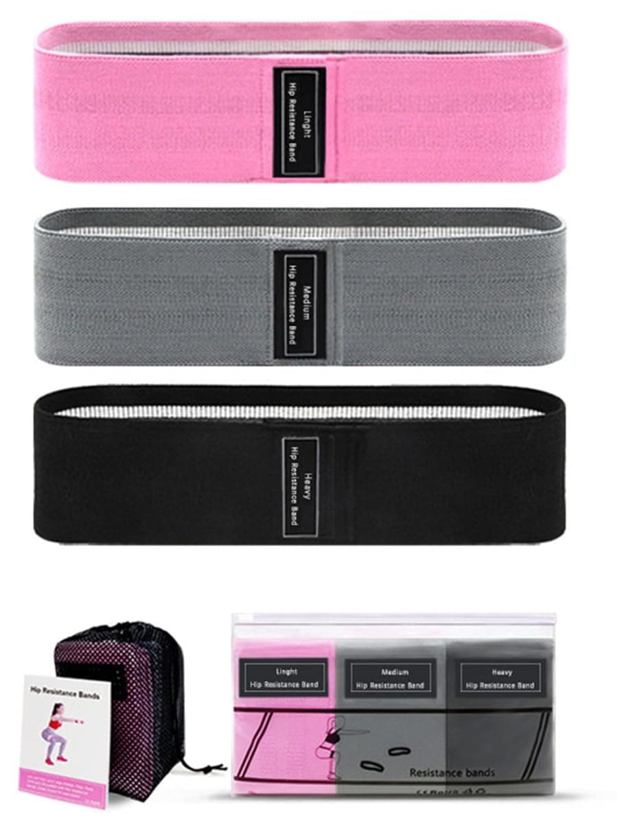 ECVV 3Pcs Exercise Resistance Bands for Legs and Butt Fabric Exercise Loop Bands Gym Fitness Yoga Strap Non-Slip 3 Resistance Level Workout Bands for Women Men