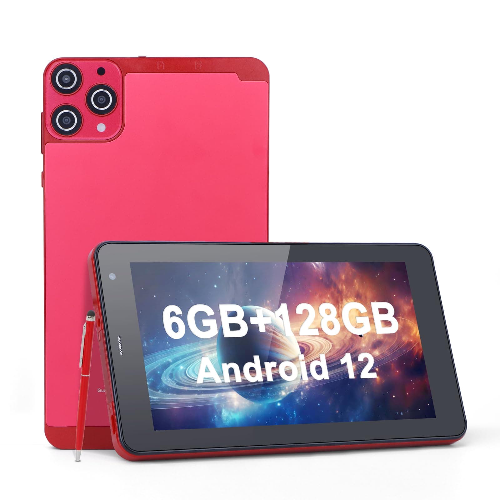 C idea Tablet Android 13,7 Inch Tablet 128GB Storage Tablets 6GB RAM 512GB Expand, 5MP+8MP Dual Camera, WiFi Bluetooth 6000MAH Battery Game tablet,CM515 -Red