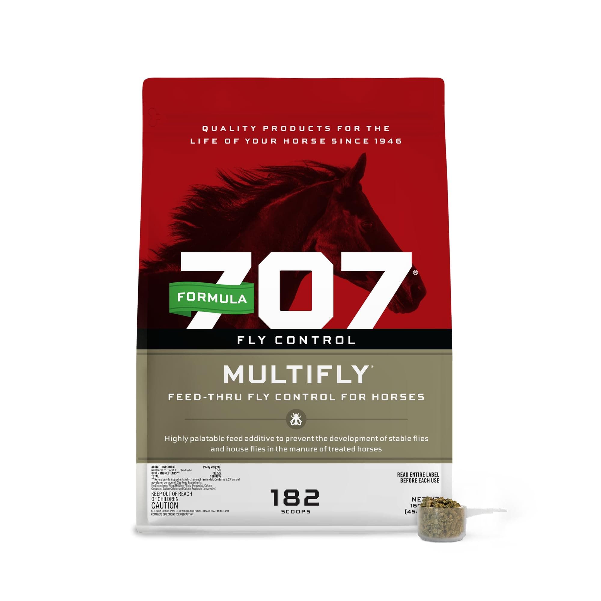 MultiFly Feed-Thru Fly Control Pellets for Horses - Palatable & Safe Fly Population Reduction (10 lb Bag - 182 Servings)