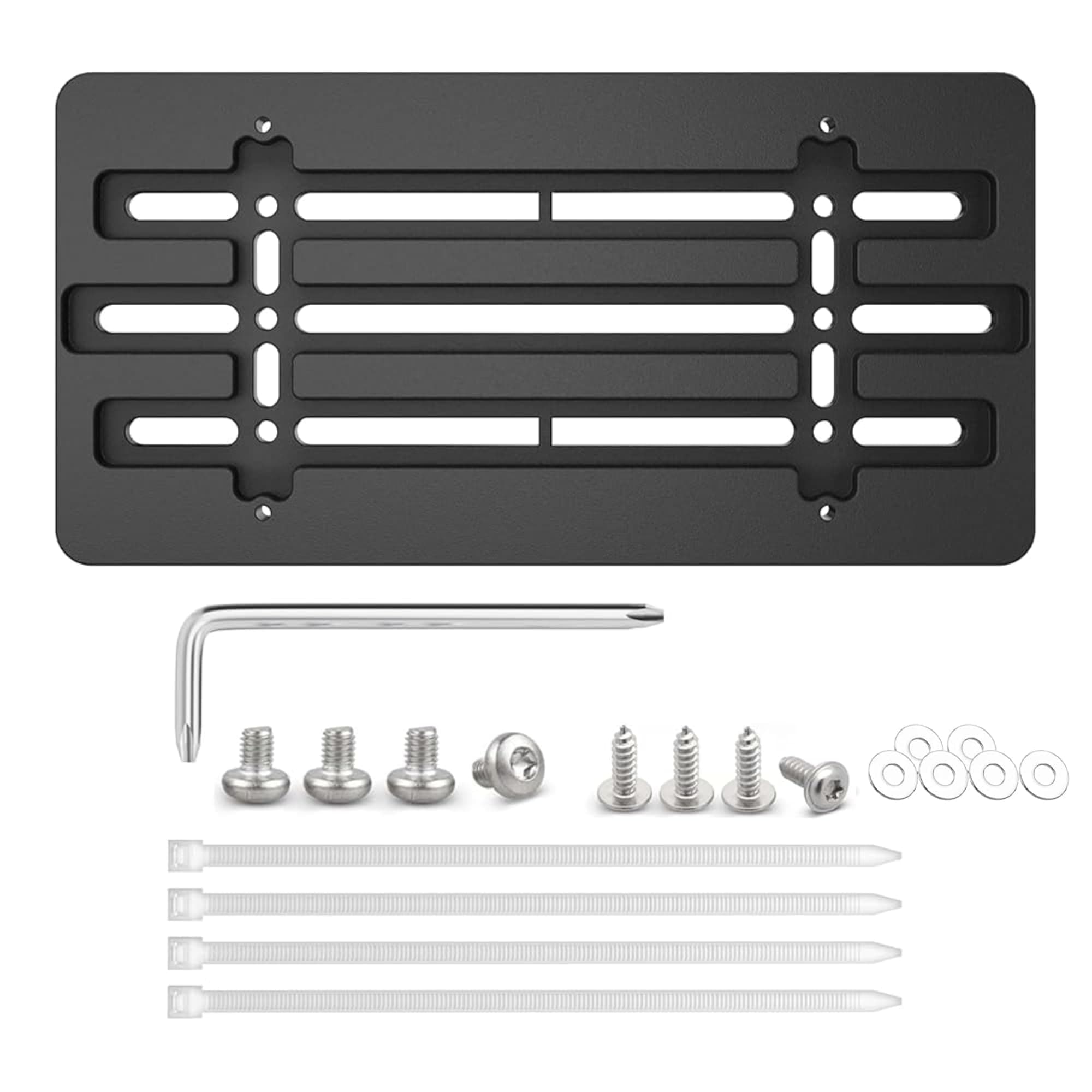 RED WOLF Front License Plate Bracket Holder Frame Tag Universal for Car Truck Van SUV with 6 Screws and Wrench Kit Black Easy Mount