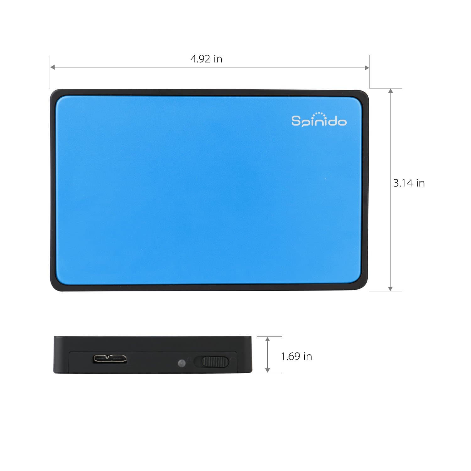 Hard Disk Enclosure Support UASP SATA III USB 3.0/2.0 Aluminum External Tool-free Box & Mobile Device Optimized For 2.5 Inch SSD and HDD(Blue)